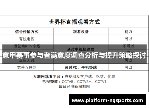 意甲赛事参与者满意度调查分析与提升策略探讨